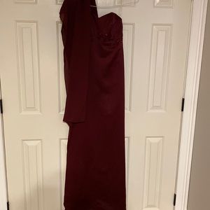 Burgundy formal dress with shawl